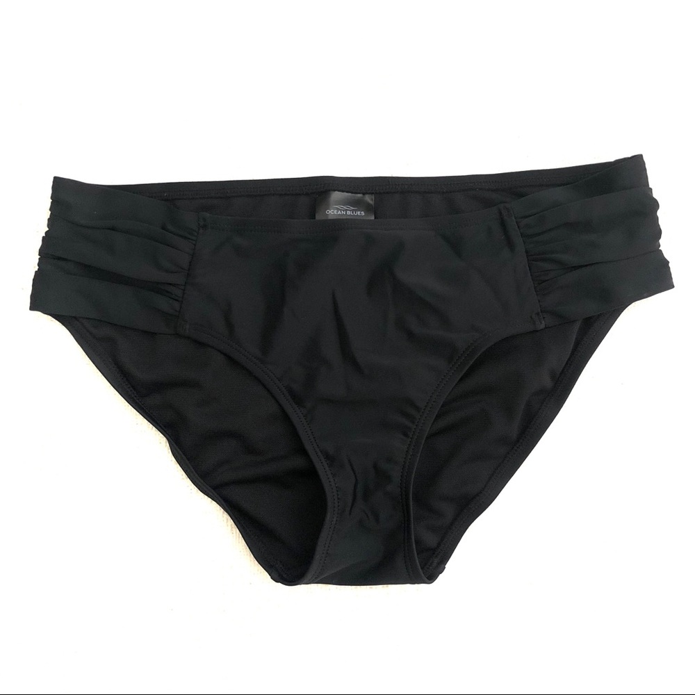 🌺 Ocean Blues Black Ruched Bikini Bottom
